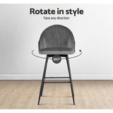NNEDSZ Set of 2 Bar Stools Kitchen Stool Dining Chairs Velvet Chair Barstool Grey Mesial