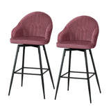 NNEDSZ Set of 2 Bar Stools Kitchen Stool Dining Chairs Velvet Chair Barstool Pink Mesial