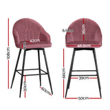 NNEDSZ Set of 2 Bar Stools Kitchen Stool Dining Chairs Velvet Chair Barstool Pink Mesial
