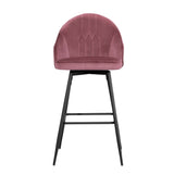 NNEDSZ Set of 2 Bar Stools Kitchen Stool Dining Chairs Velvet Chair Barstool Pink Mesial