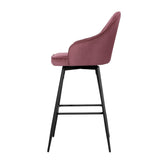 NNEDSZ Set of 2 Bar Stools Kitchen Stool Dining Chairs Velvet Chair Barstool Pink Mesial
