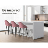 NNEDSZ Set of 2 Bar Stools Kitchen Stool Dining Chairs Velvet Chair Barstool Pink Mesial