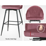 NNEDSZ Set of 2 Bar Stools Kitchen Stool Dining Chairs Velvet Chair Barstool Pink Mesial