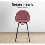 NNEDSZ Set of 2 Bar Stools Kitchen Stool Dining Chairs Velvet Chair Barstool Pink Mesial
