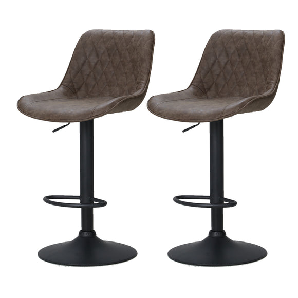 NNEDSZ Set of 2 Bar Stools Kitchen Stool Chairs Metal Barstool Dining Chair Brown Rushal