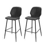 NNEDSZ Set of 2 Bar Stools Kitchen Stool Barstool Dining Chairs Leather Black Kingsley