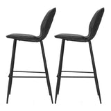 NNEDSZ Set of 2 Bar Stools Kitchen Stool Barstool Dining Chairs Leather Black Kingsley