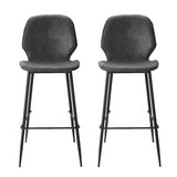 NNEDSZ Set of 2 Bar Stools Kitchen Stool Barstool Dining Chairs Leather Black Kingsley