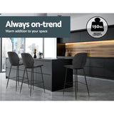 NNEDSZ Set of 2 Bar Stools Kitchen Stool Barstool Dining Chairs Leather Black Kingsley