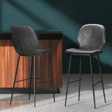 NNEDSZ Set of 2 Bar Stools Kitchen Stool Barstool Dining Chairs Leather Black Kingsley