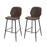 NNEDSZ Set of 2 Bar Stools Kitchen Stool Barstool Dining Chairs Leather Brown Kingsley