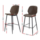 NNEDSZ Set of 2 Bar Stools Kitchen Stool Barstool Dining Chairs Leather Brown Kingsley
