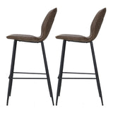 NNEDSZ Set of 2 Bar Stools Kitchen Stool Barstool Dining Chairs Leather Brown Kingsley