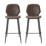 NNEDSZ Set of 2 Bar Stools Kitchen Stool Barstool Dining Chairs Leather Brown Kingsley