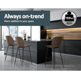 NNEDSZ Set of 2 Bar Stools Kitchen Stool Barstool Dining Chairs Leather Brown Kingsley