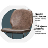 NNEDSZ Set of 2 Bar Stools Kitchen Stool Barstool Dining Chairs Leather Brown Kingsley