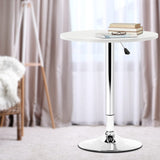 NNEDSZ Adjustable Bar Table Gas Lift Wood Metal - White and Chrome