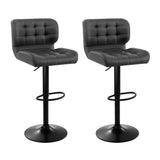 NNEDSZ Set of 2 Kitchen Bar Stools Gas Lift Plush PU Leather - Black and Grey