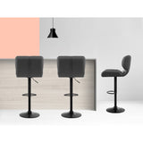 NNEDSZ Set of 2 Kitchen Bar Stools Gas Lift Plush PU Leather - Black and Grey