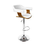 NNEDSZ Wooden PU Leather Bar Stool - White and Chrome