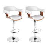 NNEDSZ Set of 2 Wooden PU Leather Bar Stool - White and Chrome