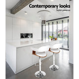 NNEDSZ Set of 2 Wooden PU Leather Bar Stool - White and Chrome