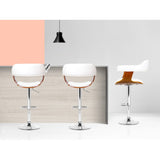 NNEDSZ Set of 2 Wooden PU Leather Bar Stool - White and Chrome
