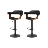 NNEDSZ 2X Wooden Bar Stools Kitchen Swivel Gas Lift Bar Stool Chairs Leather