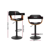 NNEDSZ 2X Wooden Bar Stools Kitchen Swivel Gas Lift Bar Stool Chairs Leather