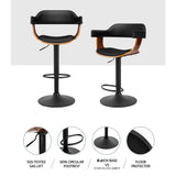 NNEDSZ 2X Wooden Bar Stools Kitchen Swivel Gas Lift Bar Stool Chairs Leather