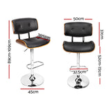 NNEDSZ Set of 2 Wooden Gas Lift Bar Stools - Black and Chrome