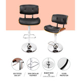 NNEDSZ Set of 2 Wooden Gas Lift Bar Stools - Black and Chrome