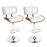 NNEDSZ Set of 2 Wooden Gas Lift Bar Stool - White and Chrome