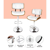 NNEDSZ Set of 2 Wooden Gas Lift Bar Stool - White and Chrome
