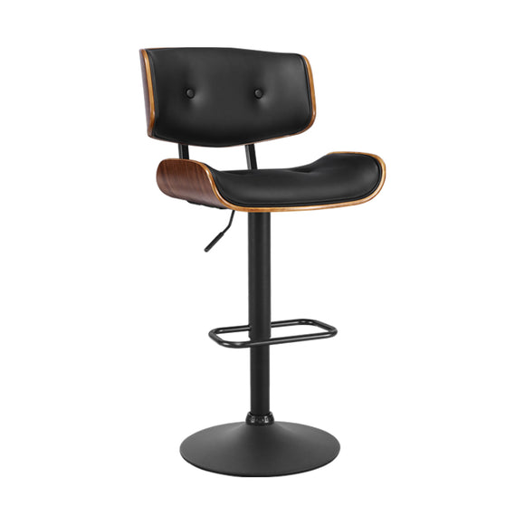 NNEDSZ Bar Stool Gas Lift Wooden PU Leather - Black and Wood
