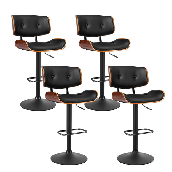 NNEDSZ Set of 4 Kitchen Bar Stools Gas Lift Stool Chairs Swivel Barstool Leather Black