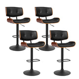NNEDSZ Set of 4 Kitchen Bar Stools Gas Lift Stool Chairs Swivel Barstool Leather Black
