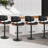 NNEDSZ Set of 4 Kitchen Bar Stools Gas Lift Stool Chairs Swivel Barstool Leather Black