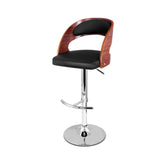 NNEDSZ Wooden PU Leather Gas Lift Bar Stool - Black and Wood