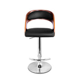 NNEDSZ Wooden PU Leather Gas Lift Bar Stool - Black and Wood