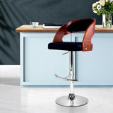NNEDSZ Wooden PU Leather Gas Lift Bar Stool - Black and Wood