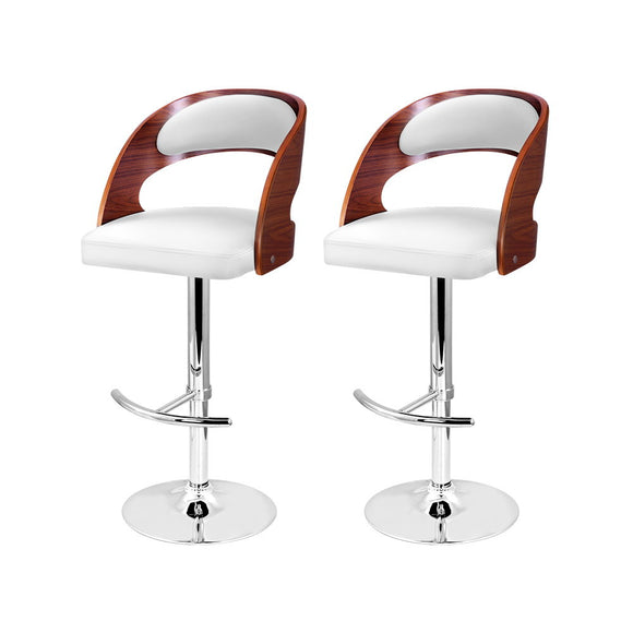 NNEDSZ 2x Wooden Bar Stools Bar Stool Kitchen Dining Chairs Gas Lift Bella White