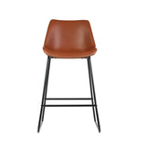 NNEDSZ Set of 2 Bar Stools Kitchen Metal Bar Stool Dining Chairs PU Leather Brown