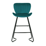 NNEDSZ Bar Stools Kitchen Stool Velvet Dining Chairs Peacock Blue Barstool Chair