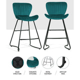 NNEDSZ Bar Stools Kitchen Stool Velvet Dining Chairs Peacock Blue Barstool Chair