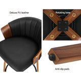 NNEDSZ Bar Stools Kitchen Stool Wooden Chair Swivel Chairs Leather Black x2