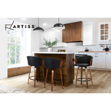 NNEDSZ Bar Stools Kitchen Stool Wooden Chair Swivel Chairs Leather Black x2