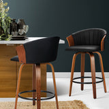 NNEDSZ Bar Stools Kitchen Stool Wooden Chair Swivel Chairs Leather Black x2