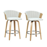 NNEDSZ Bar Stools Kitchen Stool Wooden Chair Swivel Chairs Leather White x2