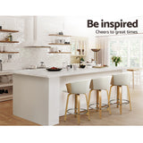 NNEDSZ Bar Stools Kitchen Stool Wooden Chair Swivel Chairs Leather White x2